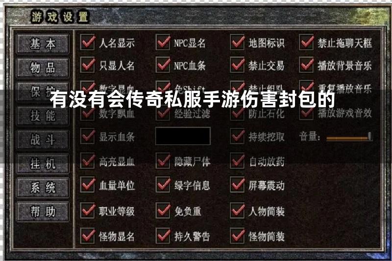有没有会传奇私服手游伤害封包的